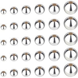 Beebeecraft 1 Box Smooth Round Beads in 6 Sizes 925 Sterling Silver Ball Beads 2.5/3.5/4/4.5/5/6 mm for Jewellery Making Spacers Loose Beads Bracelets Necklaces Earrings