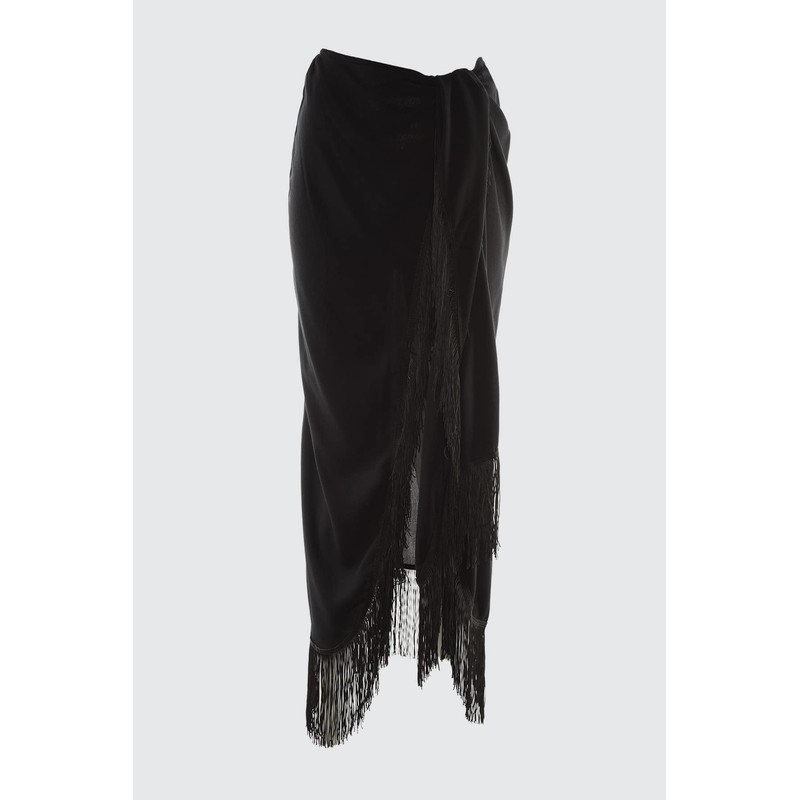 TRENDYOL Damen Quaste Viscose Sarong Rock Skirt, Schwarz, 42 EU