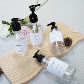 Coffee Syrup Plastic Dispenser Bottle and 36 labels Syrup Dispenser Set - 4-Pack Clear PET Plastic Bottles with 5-Pack Pump, Ideal for Coffee Bar, Restaurants and Home Use