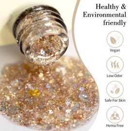 CANNI Glitter Gel Nail Polish 1pcs 9ml Soft Amber Sparkle Soak Off UV LED Nail Gel Dawn Crystal Flash Series Nail Art Manicure Salon DIY