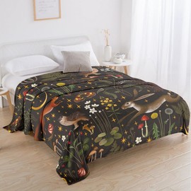 Fchen art Vintage Blanket Jungle Tropical Flower Tapestry Throw Woven from Cotton William Morris Retro Flowers Blanket Double Retro Boho Botanical Plant Throw Bed Blanket for Sofa Chair 125 x 150cm