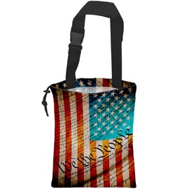 We the People Car Trash Bag American Flag Hanging Drawstring Car Organizer and Storage Bag with Adjustable Buckle Canvas Garbage Bin for Back Seat or Hanging Headrest Car Decor Road Trip Essentials