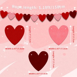 80 PCS Felt Heart Wedding Decor,Anniversary Decor,Love Themed Hearts Birthday Buntin Decorations Red,Valentines Day Banner Decorations,Valentines Garland,Galentines Day Decoration Wedding Party