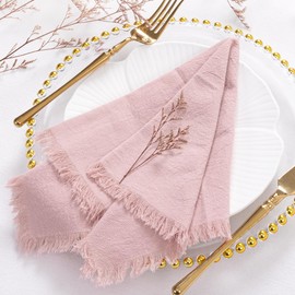 Socomi Linen Napkins Pink Valentine's Day Easter Spring Cloth Napkins Bulk Washable Cotton Napkins Set of 10 17"x17" for Wedding Party Bridal Baby Shower Birthday Table Decorations