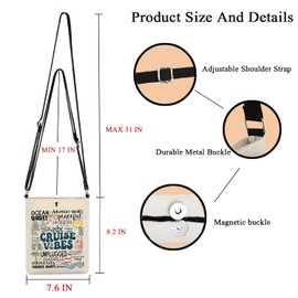 POFULL Cruise Travel Gift Cruise Lover Gift Cruise Vacation Cruise Life Gift Summer Vacation Gift Cruise Vibes Crossbody Bag (CRUISE VIBES)