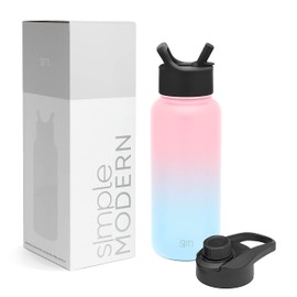 Simple Modern - Botella de agua con pajita y tapa para beber, con aislamiento al vacío, de acero inoxidable, termo de metal