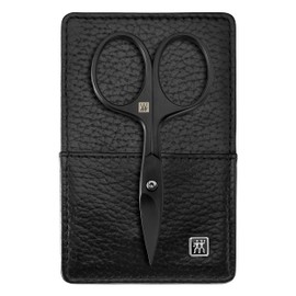 ZWILLING Premium Black Edition Manicure Set 3 Piece Genuine Leather Wallet Travel Set with Nail Scissors