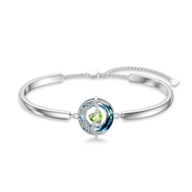 TOUPOP Peridot August Birthstone Bracelet 925 Sterling Silver Moon Bracelet Celtic Moon Peridot Jewelry with Blue Circle Crystal Birthday Christmas Gifts for Women Mom Her