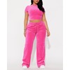 SMSN Women 2 Piece Outfits Velvet Sweatsuit Set Casual Short