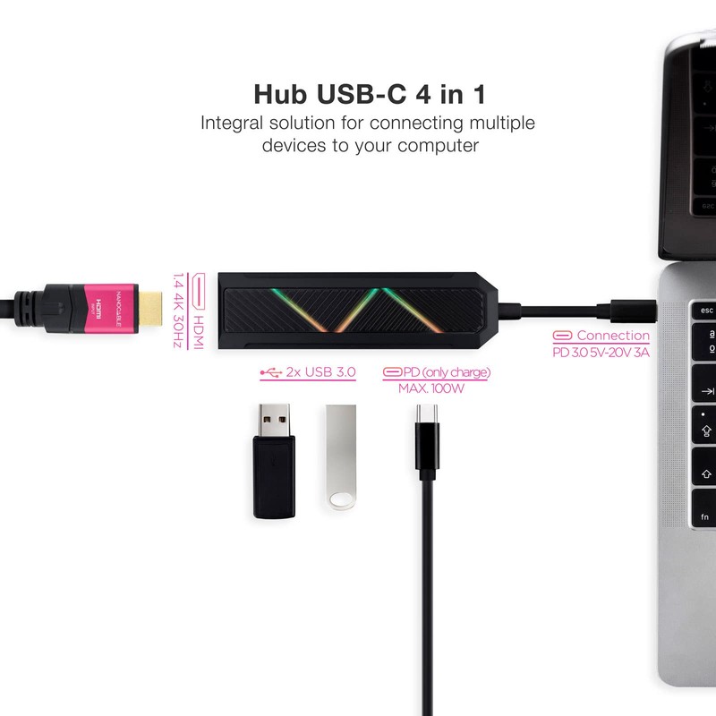 USB C Hub with Dual USB-A and One USB-C Port