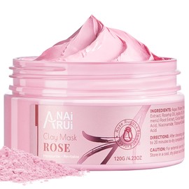 ANAI RUI ANAI RUI Rose Facial Mask, Clay Mask with Kaolin Pink Clay, Valentines Day Gifts for Women, Niacinamide, Collagen, Hyaluronic Acid for Moisturizing & Smooth Skin, Pores Minimizers, 4.23 Oz