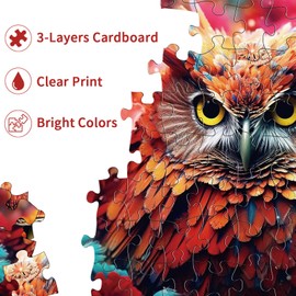 Colorful Owl Jigsaw Puzzles for Adults 1000 Pieces, Challenging Game Night Family Puzzle Home Decoration, Party Toy for Men Women Parents Kids 27" x 20"