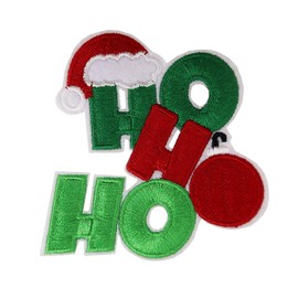 Christmas Shirt DIY, HO HO HO Santa Hat Christmas Embroidered Iron On Patch