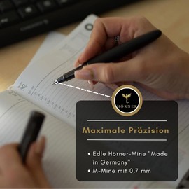 Hörner Imperius I High-Quality Wooden Rollerball Pen I Premium Gift Box I Ink Colour Blue 0.7 I Interchangeable Refill I Line Width M I Made of Ebony I Ergonomic Elegant Design