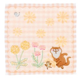 Marushin 5375001300 Handkerchief, Cowrie and Camo-chan, Fully Embroidered, Fur Applique, Antibacterial and Odor Resistant, Organic Cotton