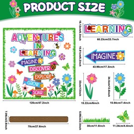 56 Piece Adventures In Reading Bulletin Board Classroom Decoration Flower Signpost Paper Cutouts Supplies Colorful Floral Bulletin Board Decorations for Summer Back to School Classroom Wall Door Decor