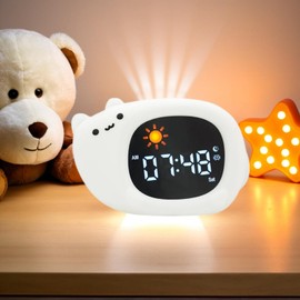 xinjinhju Alarm Clock Children's Sleep Trainer Children's Alarm Clock Digital with Sound Machine, Colourful Light, Snooze and Timer Function, Light Alarm Clock Wake Up Light for Girls, Boys, Teenagers