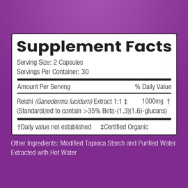 ENCAPSULATE Reishi Capsules 1000mg – Premium Organic Fruiting Body 1:1 Mushroom Extract – Adaptogen Mushroom Supplement for Longevity, Vitality, Heart Health & Immune Support – 60 Vegan Capsules