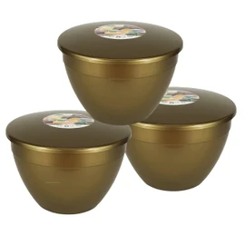 Just Pudding Basins Multipack Gold Coloured 2-Pint 1.14lt Basin and Lid (3 Pack)