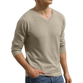 Sailwind Mens V-Neck Wool Knit Casual Pullover Sweater Khaki