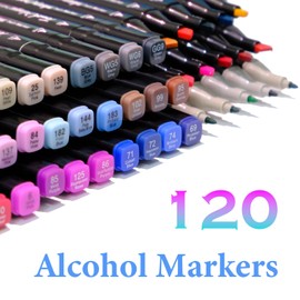 120 Colors Alcohol Markers Set, Dual Tip Permanent Coloring Markers for Adults, Art Markers for Kids Drawing markers for adult coloring, Artists Painting, Sketching
