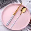 Reusable Korean Chopstick and Spoon Set, Long Handle Stainless Steel