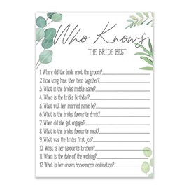 Little Angels Jamboree Who Knows The Bride Best Hen Party Games Boho Botanical Design Hen Party Accessories 10 pack (BBWKBB)