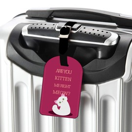Nicokee are You Kitten Me Right Meow Cat Luggage ID Tag Carry-On Cards Leather Travel Accessories Baggage Name Tag Suitcase Tag - 1 pack