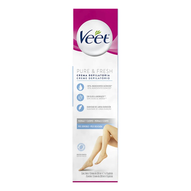 Veet Pure Fresh Crema Depilatoria Piel Sensible 200ml Espatúla
