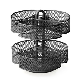 Nifty Organizing Carousel – Black Powder Coat Finish, Spins 360-Degrees, Cosmetic Bathroom or Bedroom Vanity Storage, Beauty Supplies Organizer, Lazy Susan Platform