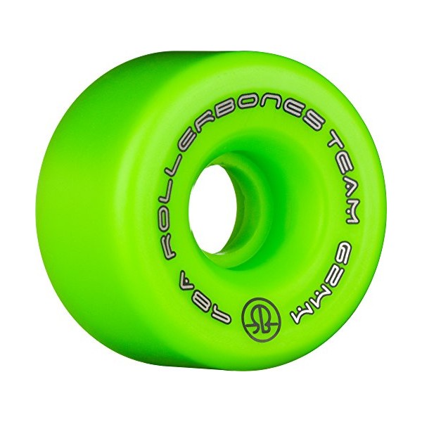 Rollerbones Team Logo Recreational Roller Skate Wheels (Set of 8), Green, 62mm