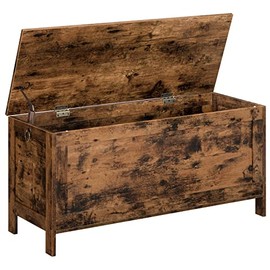 HOOBRO Storage Chest, Retro Toy Box Organizer with Safety Hinge, 39.4 x 15.7 x 18.9 Inches, Sturdy Entryway Storage Bench, Wooden Look Accent Furniture, Easy Assembly, Rustic Brown BF100CW01