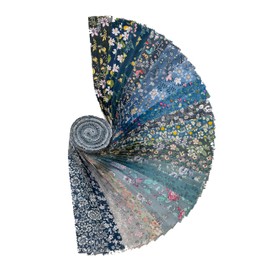 Jelly Roll Fabric 100% Cotton Quilting Fabric, 40 Pre-Cut Strips (2.5 x 44 Inch) for Quilting and Sewing - 20 Assorted Floral Prints- Londen Sky