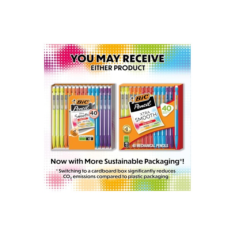 BIC Portaminas Xtra Smooth Bright Edition, Negro, 0,7 mm, 40