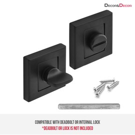 DecorAndDecor Square Escutcheon Thumb Turn Key Rose (Black WC Thumb Turn)