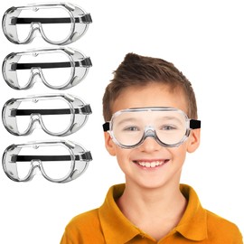 Congralala 4 Pack Kid Safety Glasses, Kid Protective Goggles, Lightweight Anti-Fog Kids Lab Safety Goggles, Child Youth Size(Clear)