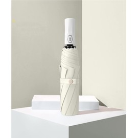 Aimoha UV Protection Parasol, Folding, Sun or Rain, Women's, Men's, Compact, For Both Rain or Shine, UV Protection, 8 Ribs, Compact, Jump Umbrella, Automatic Open and Close, Folding Umbrella (Beige)