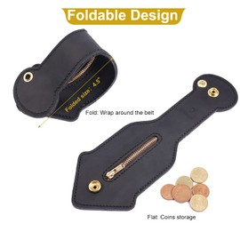 VIPERADE PJ23 EDC Leather Coin Purse for Belt,Small and Foldable Coin Wallet,Vintage Slapjack Leather Purse,Men's Mini Pouch