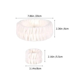 BIUDECO 2 Sets Face Wash Headbands Wristbands for Women Fluffy Fleece Spa Accessories Hair Tidy Headband and Sweat Absorbing Wristbands for Makeup Skincare