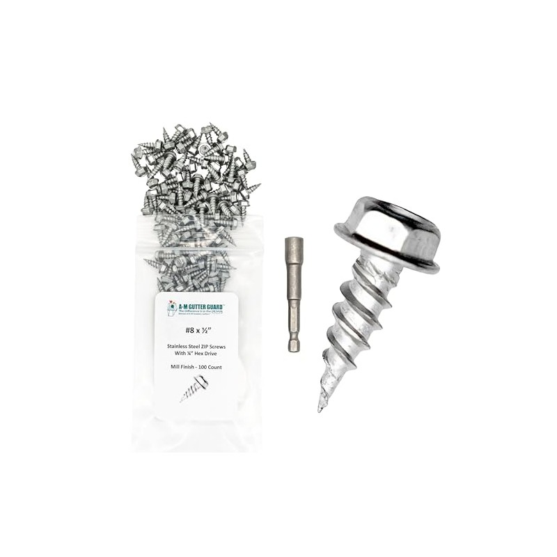 A-M Gutter Guard - 1/2" #8 Stainless Steel Zip Screws