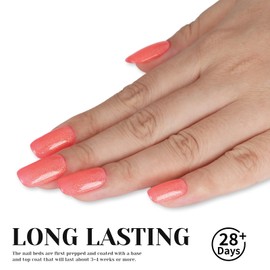 TUTUYU Hot Coral Pink Glitter Gel Nail Polish, 15ml UV/LED Soak Off Sparkly Shimmer Bright Coral Pink Gel Polish for Manicure Salon or DIY Nail Art at Home,Women Girls Gifts - GP0099