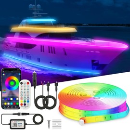 VIDLULTD 33FT Marine LED Strip Lights, IP67 Waterproof APP Remote Control Pontoon Lights 12V RGB Boat Interior Deck Lights with Extension Cable for Fishing, Yacht