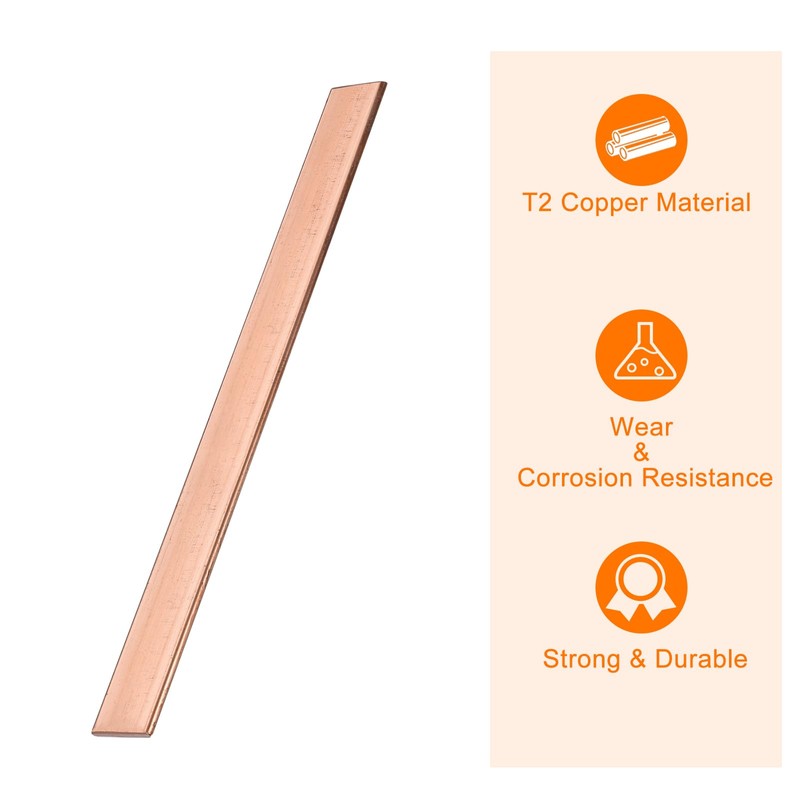 sourcing map Copper Flat Bar, 1/8" Thickness x 25/32" Width