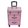 3 Layer Makeup Case, Professional Rolling Makeup Case with Locks,