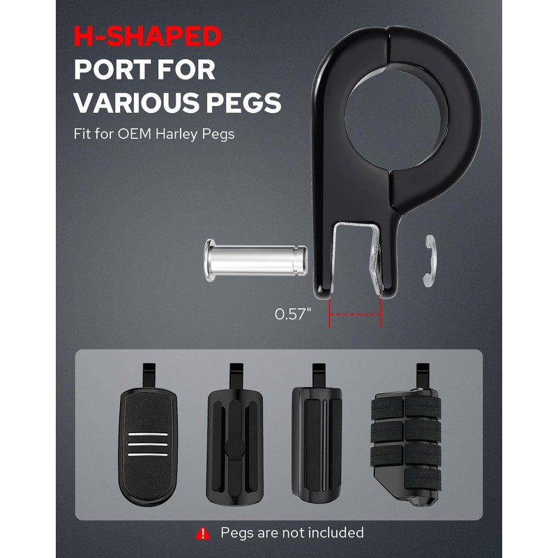 Benlari Highway Pegs P-Clamp Mount Kit, A3 Steel Motorcycle Foot