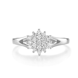 Ladies Wedding/Engagement Sterling 925 Silver 1 Carat White Sapphire Cluster Ring (P)