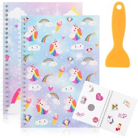 BeYumi 2Pcs Unicorn Sticker Book Collecting Album with a Plastic Spatula Reusable Sticker Organizer Storage Book Sticker Collection Accessories Activity Sticker Album for Collecting Sticker Label