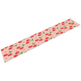 Linen Cherry Table Runner, Cartoon Cherry Girl Birthday Party Decoration Home Restaurant Kitchen Table Decoration,13in（33cm） W * 108in（274cm） L