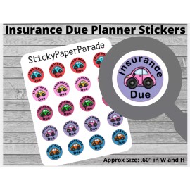 Homemade Car Insurance Due Planner Stickers #32 / Planner Stickers  / Journal Stickers /