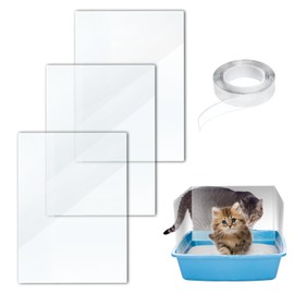 Pee Shields Cat Litter Tray 30 x 40 cm with 1 Roll Velcro Fasteners Splash Guard Easy to Clean High Side Open Top Cat Litter Tray Pink Privacy Screen Pack of 3